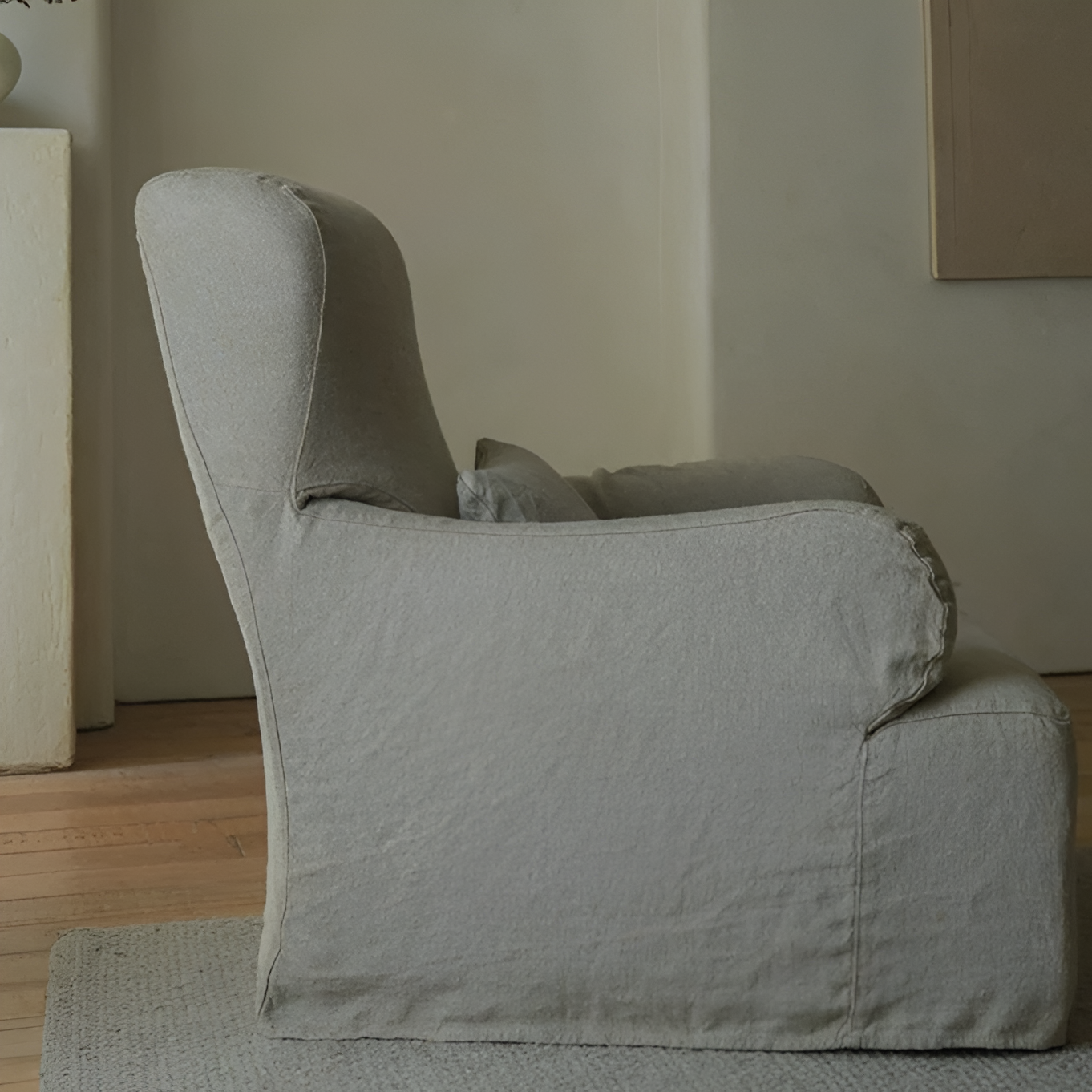 Linen Midcentury Armchair