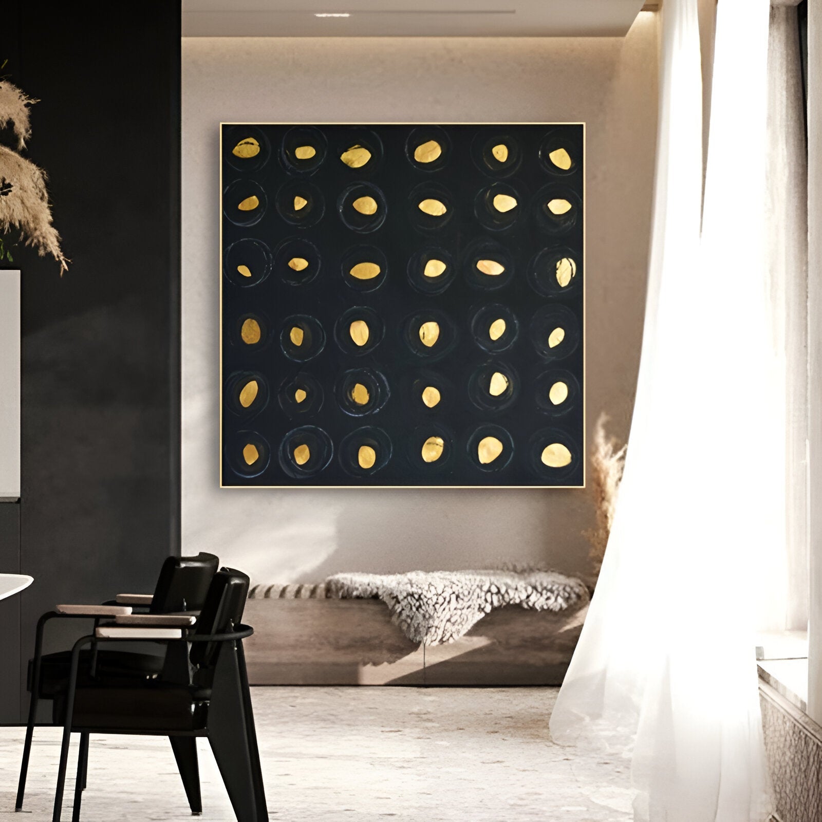 Black Gold Textured Painting